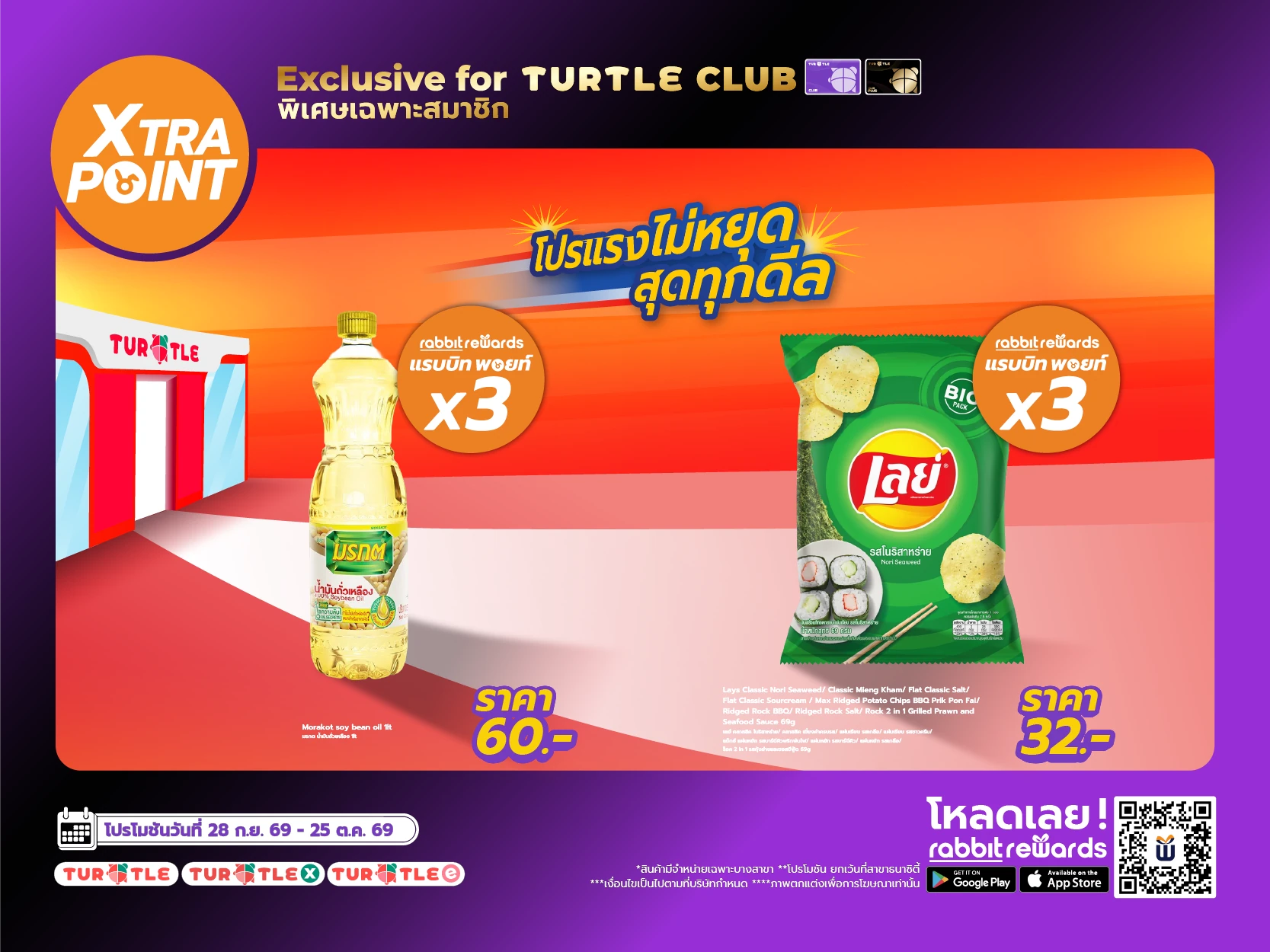 สมาชิกเทอร์เทิลคลับ รับสิทธิพิเศษก่อนใคร เพียงซื้อสินค้าที่ร่วมรายการ รับแรบบิทพอยท์สูงสุด 3 เท่า!
